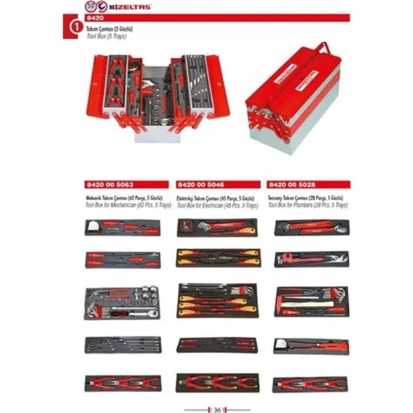 İZELTAŞ 8420005063 5 GÖZLÜ MEKANİK TAKIM ÇANTASI - 4