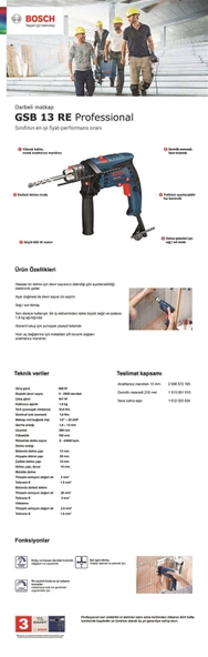 BOSCH GSB 13 RE DARBELİ MATKAP - 3