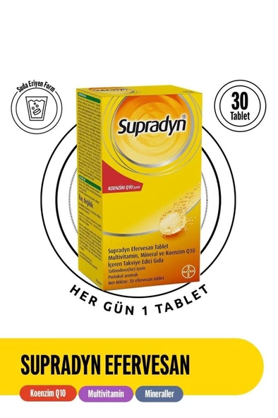 Supradyn 30 Efervesan Tablet | Koenzim Q10, Multivitamin Ve Mineral Içeren Takviye Edici Gıda-Kofreden Ayrılma