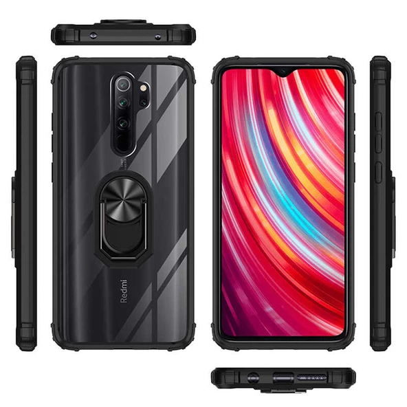 Xiaomi Redmi Note 8 Pro Kılıf Şeffaf Sararmaz Yüzüklü Mola Kapak - 3