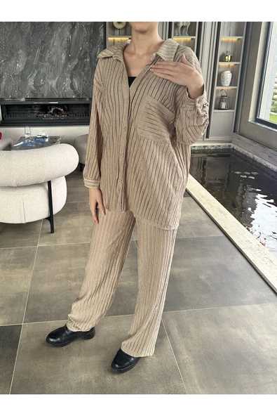 OVERSİZE GÖMLEK PANTLON EŞOFMAN TAKIM - 2