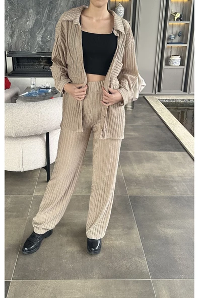 OVERSİZE GÖMLEK PANTLON EŞOFMAN TAKIM - 6