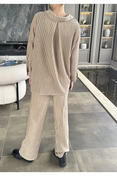 OVERSİZE GÖMLEK PANTLON EŞOFMAN TAKIM - 3