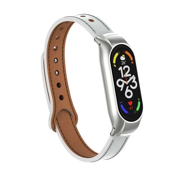Xiaomi Mi Band 7 Kordon Dikişli Deri Kordon 68 - 9