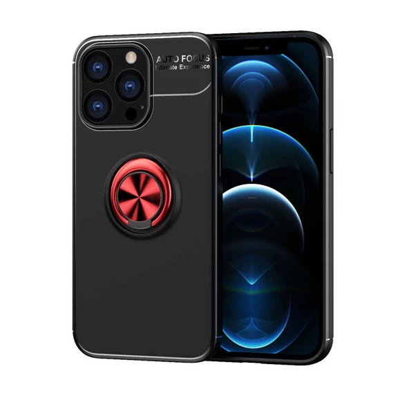 Apple iPhone 14 Pro Max Kılıf Yüzüklü Magnetli Ravel Case Kapak - 11