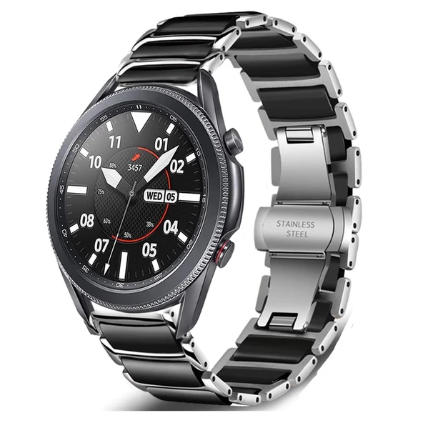 Huawei Watch GT GT2 GT3 GT4 42mm/Honor Magic 2 Kordon Çerçeveli Seramik Metal Kordon - 8