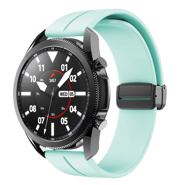 Samsung Galaxy Watch Gear S2 3 41 42 Active 2 40 44 mm Kordon Magnetli Ayarlanır Silikon Kordon 20mm - 11