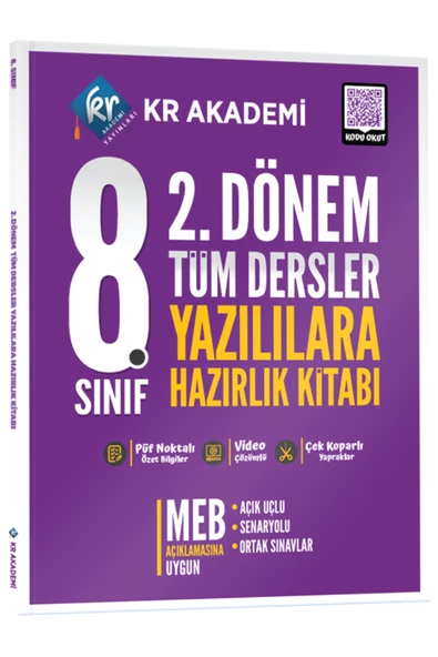 8. Sınıf 2. Dönem Tüm Dersler Yazılılara Hazırlık Kitabı KR Akademi Yayınları