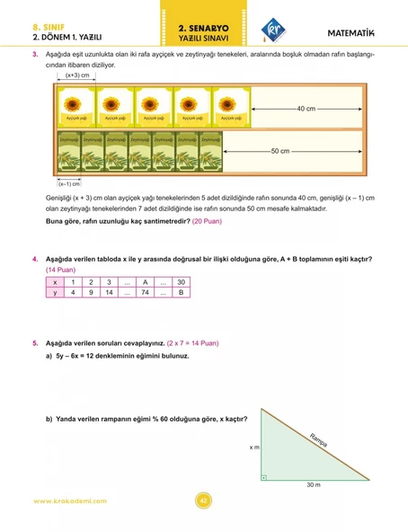 8. Sınıf 2. Dönem Tüm Dersler Yazılılara Hazırlık Kitabı KR Akademi Yayınları - 4