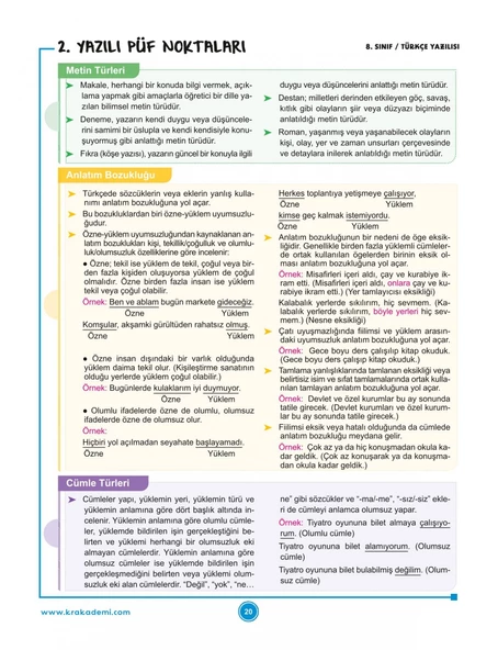 8. Sınıf 2. Dönem Tüm Dersler Yazılılara Hazırlık Kitabı KR Akademi Yayınları - 3