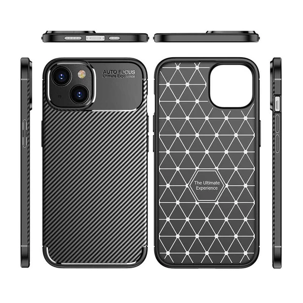 Apple iPhone 14 Kılıf Karbon Silikon Case Kapak - 8