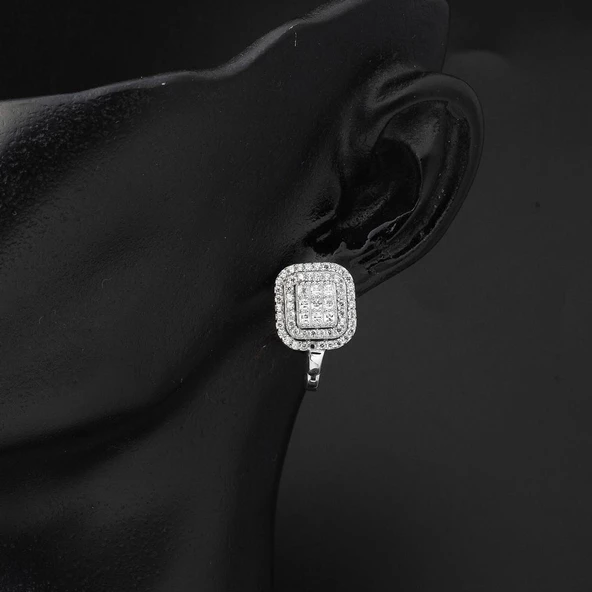Prenses Baget Model Beyaz Altın Küpe - 2
