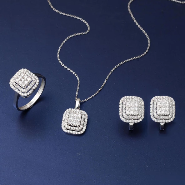 Prenses Baget Model Beyaz Altın Set - Resim 2