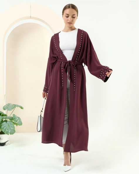 Taş Detaylı Kimono - 70039.020 - Mürdüm