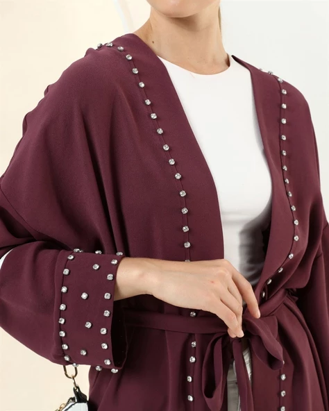 Taş Detaylı Kimono - 70039.020 - Mürdüm - 2