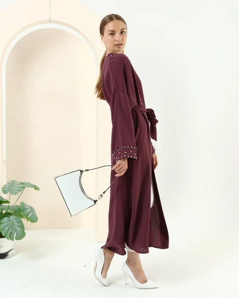 Taş Detaylı Kimono - 70039.020 - Mürdüm - 5