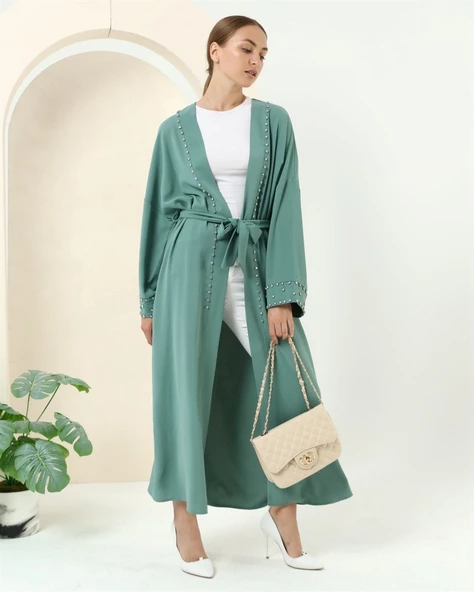 Taş Detaylı Kimono - 70039.100 - Çağla Yeşili - 5