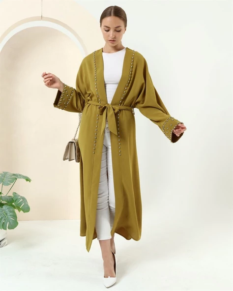 Taş Detaylı Kimono - 70039.108 - Yağ Yeşili