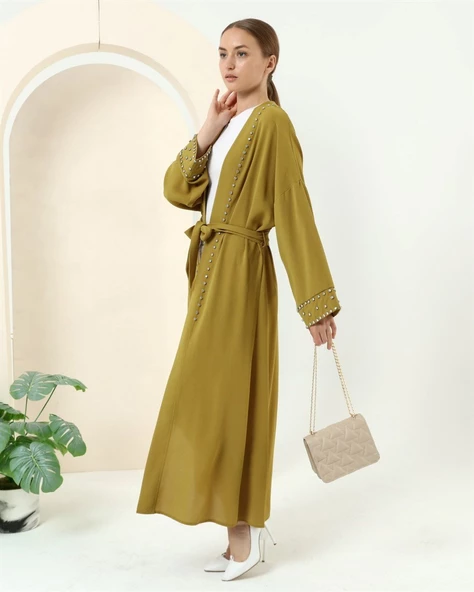 Taş Detaylı Kimono - 70039.108 - Yağ Yeşili - 6