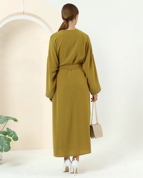 Taş Detaylı Kimono - 70039.108 - Yağ Yeşili - 8