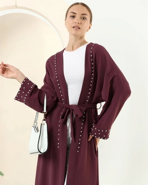 Taş Detaylı Kimono - 70039.020 - Mürdüm - 3