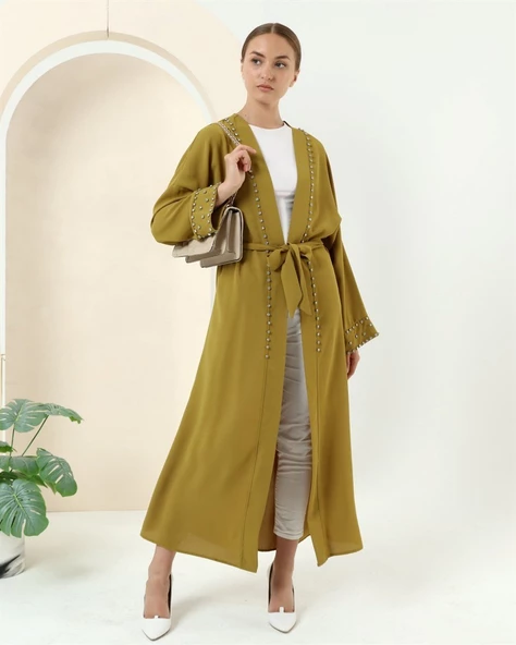 Taş Detaylı Kimono - 70039.108 - Yağ Yeşili - 4