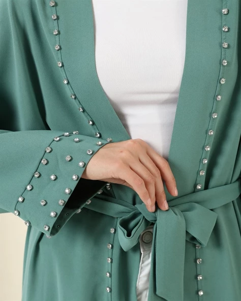 Taş Detaylı Kimono - 70039.100 - Çağla Yeşili - 2