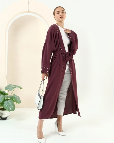 Taş Detaylı Kimono - 70039.020 - Mürdüm - 4