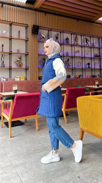 Ahenk Kapitone Cepli Kolsuz Yelek - 71152.006 - İndigo - 4