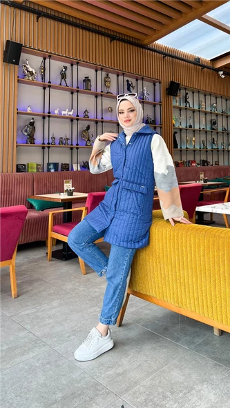 Ahenk Kapitone Cepli Kolsuz Yelek - 71152.006 - İndigo - 3