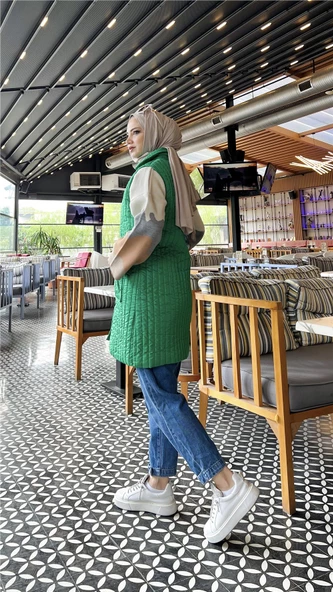 Ahenk Kapitone Cepli Kolsuz Yelek - 71152.111 - Benetton Yeşil - 4