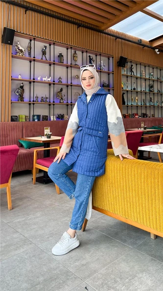Ahenk Kapitone Cepli Kolsuz Yelek - 71152.006 - İndigo - 2