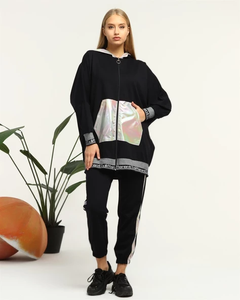 Nursima Triko Detaylı Fermuarlı Spor İkili Takım - 70078.015 - Lacivert ürün görseli