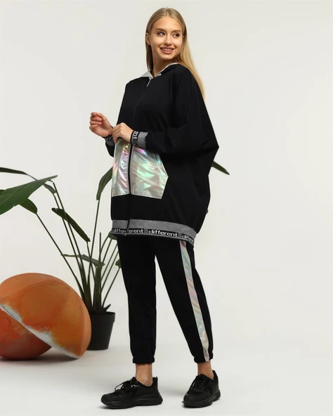 Nursima Triko Detaylı Fermuarlı Spor İkili Takım - 70078.015 - Lacivert - Resim 3