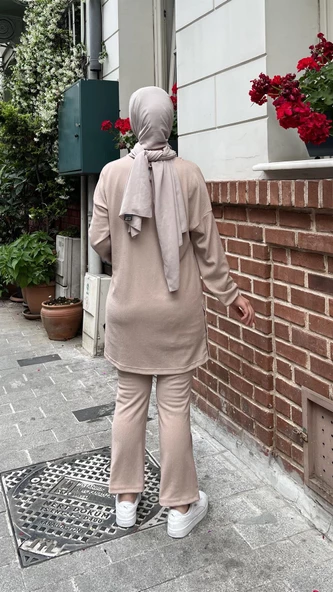 Candy Kolye Detaylı Tunik Pantolon İkili Takım - 71136.026 - Bej - 4