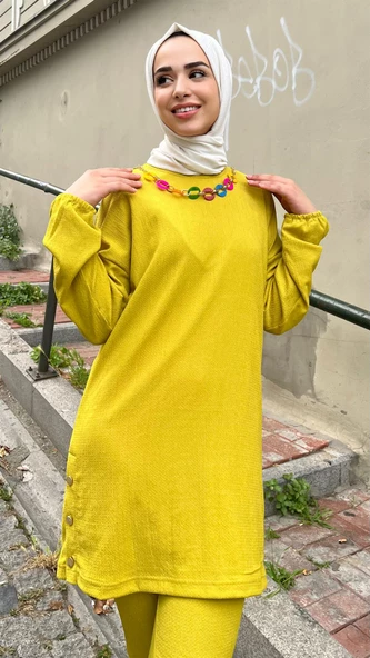 Candy Kolye Detaylı Tunik Pantolon İkili Takım - 71136.108 - Yağ Yeşili - 4