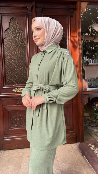 Mimozza Omzu Taşlı Kuşak Detaylı İkili Takımlar - 71127.005 - Haki - 5