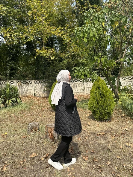 Dafne Cepli Eşofman Kolsuz Yelek Beli Lastikli Pantolon Üçlü Takım - (38-46) - 71149 - Siyah - 3