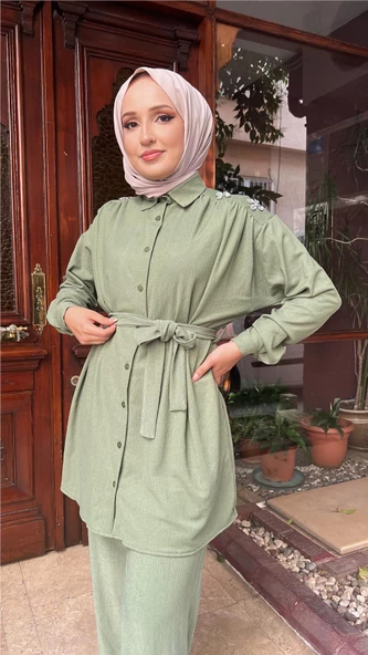 Mimozza Omzu Taşlı Kuşak Detaylı İkili Takımlar - 71127.005 - Haki - 6