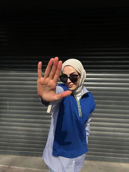 Ladin Sweat Yaka Detaylı Gömlek - 71085.022 - Saks