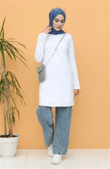 Doğa Sade Basic Tunik - 06016.002 - Beyaz - 2