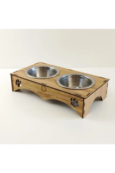 Petmagic 2'li Mama Kabı Ikili Ahşap-çelik Mama Kabı - 2