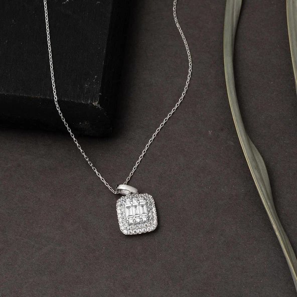 14 Ayar Beyaz Altın Baget Set - Resim 7