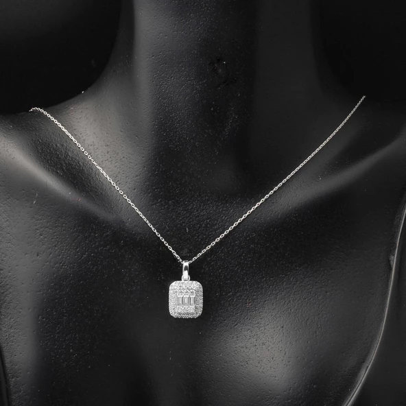 14 Ayar Beyaz Altın Baget Set - Resim 4