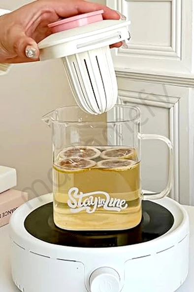 2'li Isıya Dayanıklı Borosilikat Cam Demlik Çelik Filtreli Bitki Çayı Demliği & Kulplu Sürahi 850ml - 5