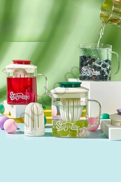 2'li Isıya Dayanıklı Borosilikat Cam Demlik Çelik Filtreli Bitki Çayı Demliği & Kulplu Sürahi 850ml - 4