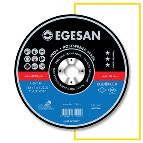 EGESAN 180*1,6*22,23 INOX PASLANMAZ KESİCİ TAŞ