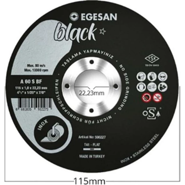 EGESAN 115*1*22,23 INOX PASLANMAZ KESİCİ TAŞ