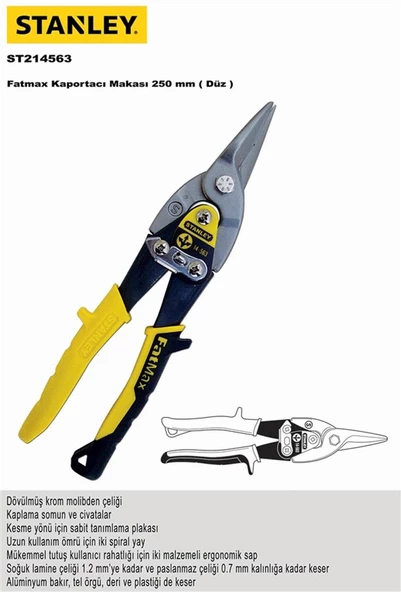 STANLEY 2-14-563 KAPORTACI MAKASI 250 MM DÜZ - 2