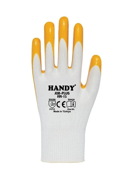 HANDY JOB PLUS HN-15 SARI-BEYAZ NİTRİL ELDİVEN